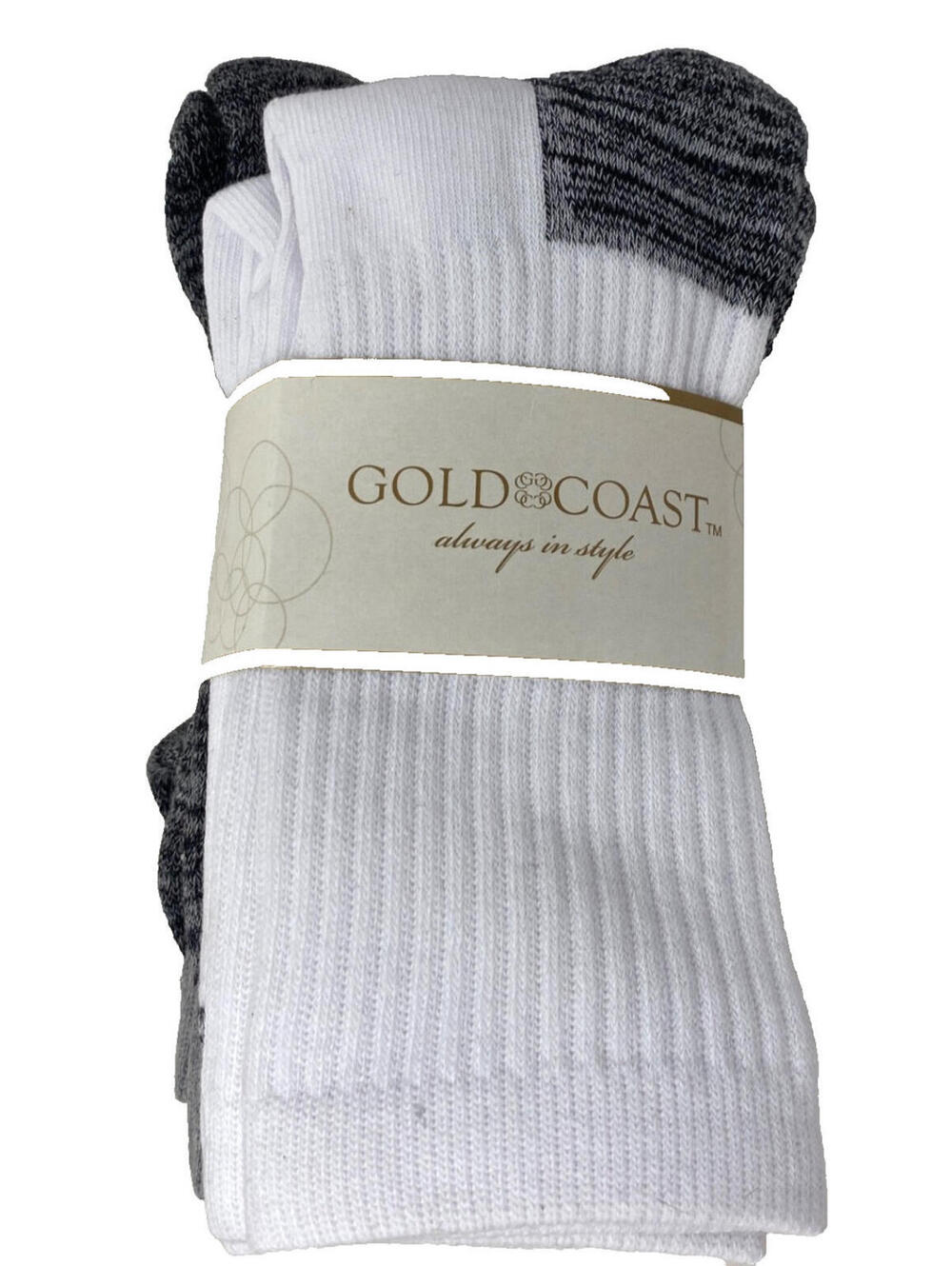 Gold Coast  High Calf Socks Gray And White 4 Pack Size 10 - 13  New